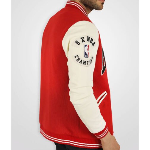 Chicago Bulls Varsity Red and Cream Jacket - Image 3