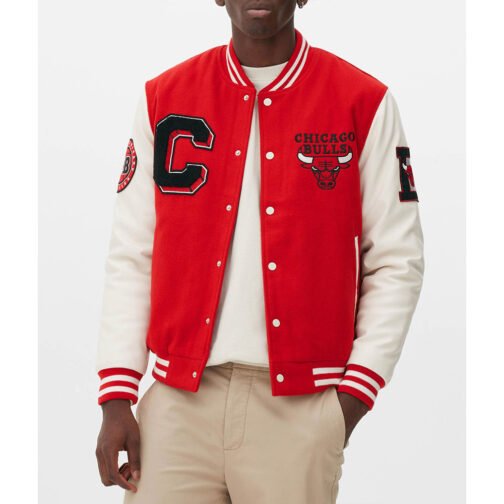 Chicago Bulls Varsity Red and Off White Jacket - Image 4