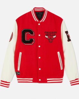 Chicago Bulls Varsity Red and Off White Jacket
