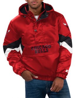 Red Force Play Chicago Bulls Hoodie Half-Zip Jacket