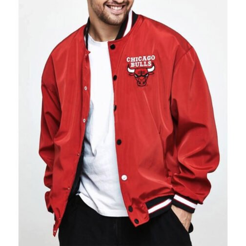 Chicago Bulls Bomber Red Jacket - Image 4