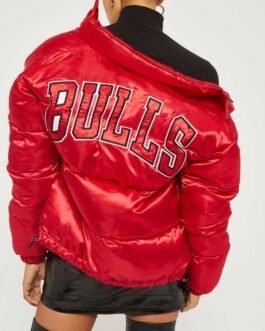 High School Chicago Bulls Red Puffer Jacket