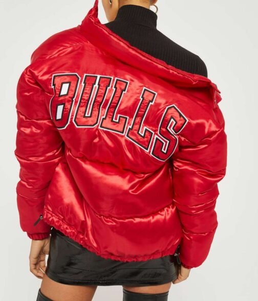 High School Chicago Bulls Red Puffer Jacket - Image 2