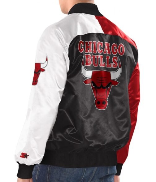 Tri-Color Chicago Bulls Varsity Satin Jacket - Image 4