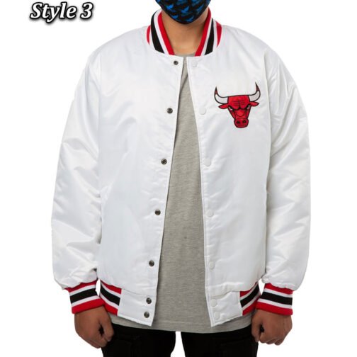 Chicago Bulls White Satin Jacket - Image 9
