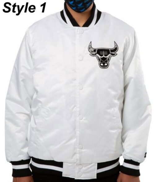 Chicago Bulls White Satin Jacket - Image 7