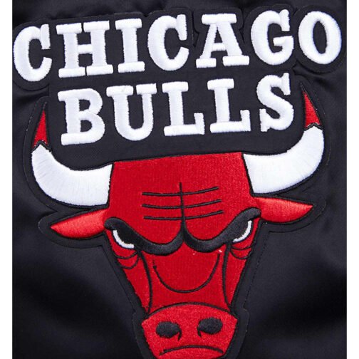 Chicago Bulls Script Tail Black Satin Jacket - Image 6