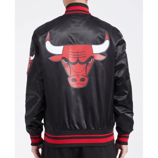 Chicago Bulls Script Tail Red Satin Jacket - Image 4