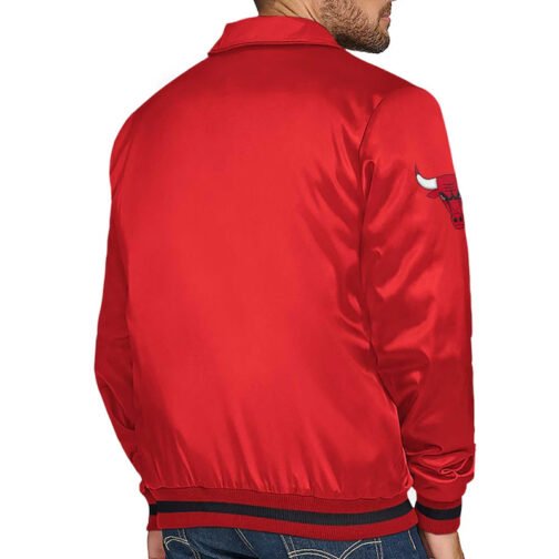 Chicago Bulls Stitch Applique Red Satin Jacket - Image 2