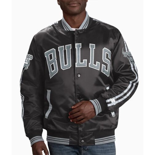 Chicago Bulls Striped Satin Jacket - Image 5
