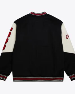 Chicago Bulls Team History Black Vintage Logo Varsity Jacket