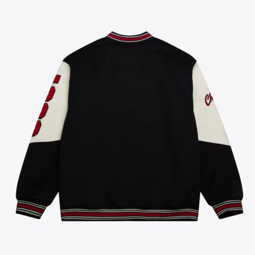 Chicago Bulls Team History Black Vintage Logo Varsity Jacket - Image 2