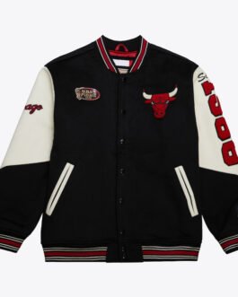 Chicago Bulls Team History Black Vintage Logo Varsity Jacket