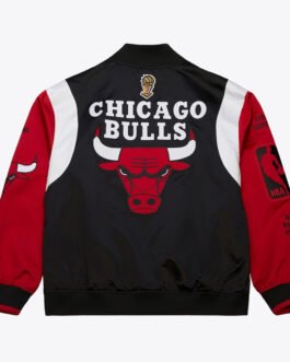 Chicago Bulls Team Origins Black and Red Satin Jacket