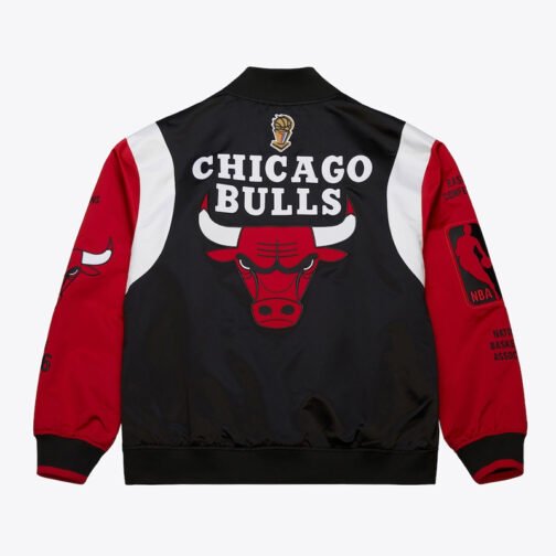 Chicago Bulls Team Origins Black and Red Satin Jacket - Image 2