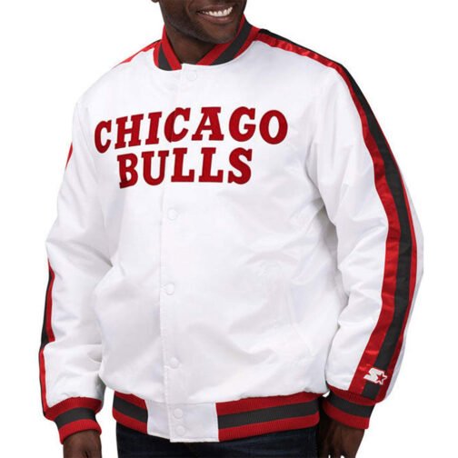 Chicago Bulls The D-Line White Satin Jacket - Image 3