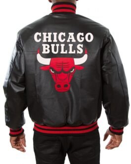 Varsity Chicago Bulls Black Leather Jacket