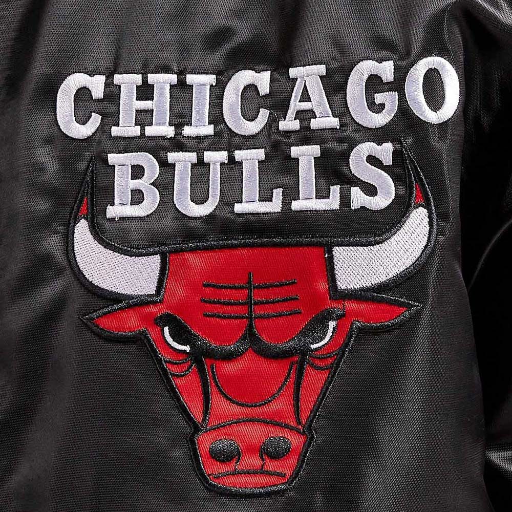 Chicago Bulls Varsity Black Satin Jacket - Image 3