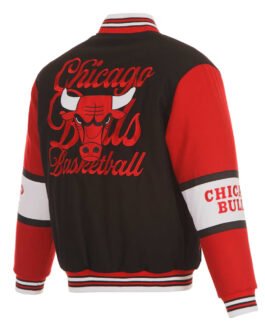 Chicago Bulls Black and Red Varsity Wool Jacket