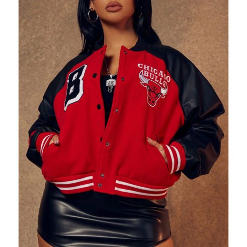 Women’s Chicago Bulls Cropped Varsity Jacket - Image 7
