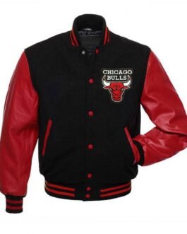 Chicago Bulls Letterman Baseball Black and Red Jacket