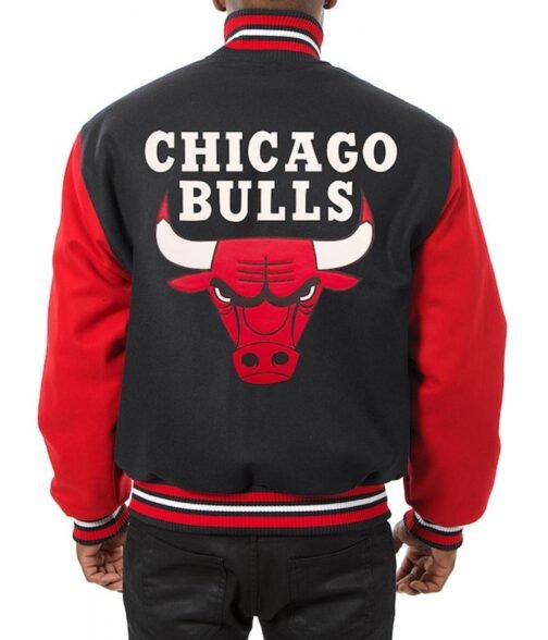 Varsity Chicago Bulls College Black and Red Jacket - Image 2