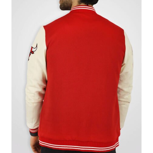 Chicago Bulls Varsity Red and Cream Jacket - Image 2