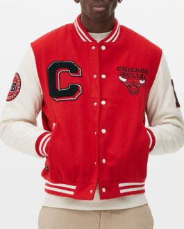 Chicago Bulls Varsity Red and Off White Jacket