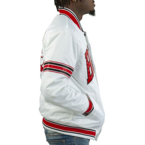 Striped Chicago Bulls White Satin Jacket - Image 4