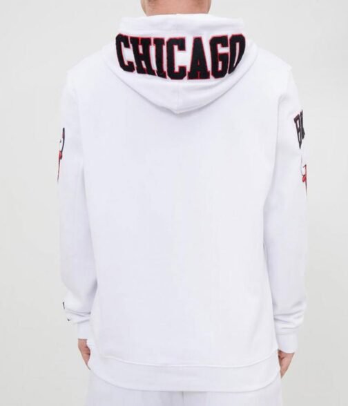 White Chicago Bulls Fleece Hoodie - Image 2