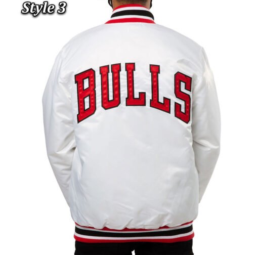 Chicago Bulls White Satin Jacket - Image 6