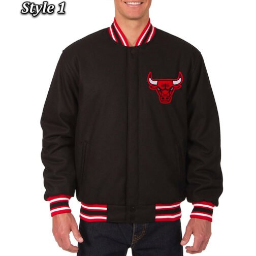 Varsity Chicago Bulls Black Wool Jacket