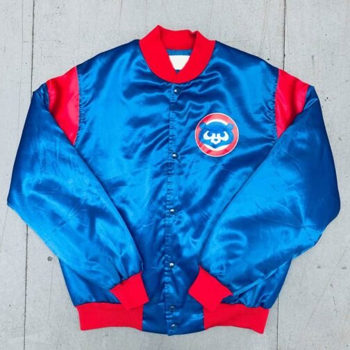 1992 Chicago Cubs Bomber Royal Satin Jacket