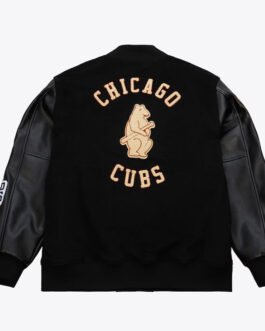 Chicago Cubs Black Out Vintage Logo Varsity Jacket