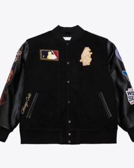 Chicago Cubs Black Out Vintage Logo Varsity Jacket