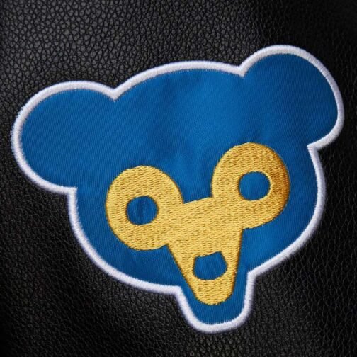 Chicago Cubs Black Out Vintage Logo Varsity Jacket - Image 4