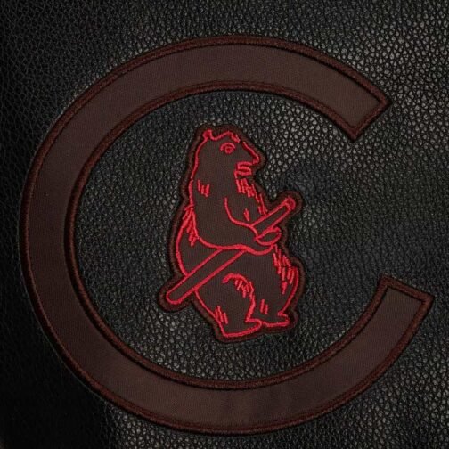 Chicago Cubs Black Out Vintage Logo Varsity Jacket - Image 6