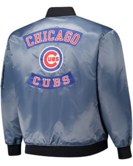 Chicago Cubs Charcoal Bomber Full-Zip Jacket
