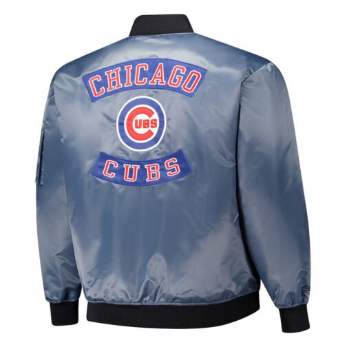 Chicago Cubs Charcoal Bomber Full-Zip Jacket - Image 2