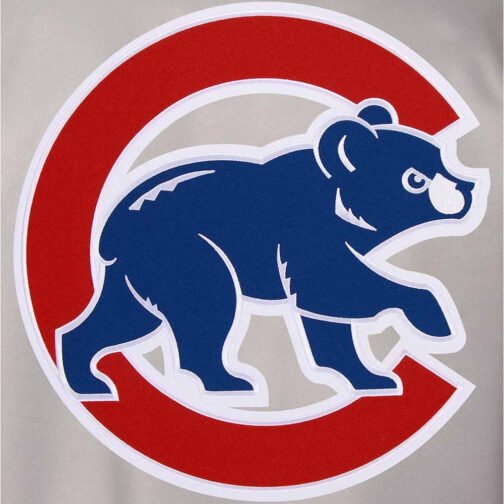 Chicago Cubs Gray and Royal Poly Twill Varsity Jacket - Image 4