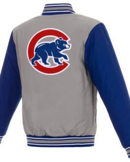 Chicago Cubs Gray and Royal Poly Twill Varsity Jacket