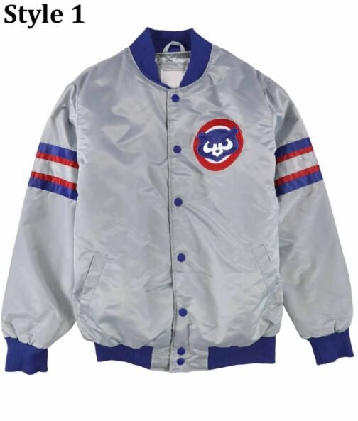 Chicago Cubs Gray Varsity Satin Jacket