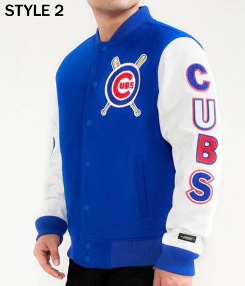 Varsity Chicago Cubs White and Royal Blue Jacket - Image 8