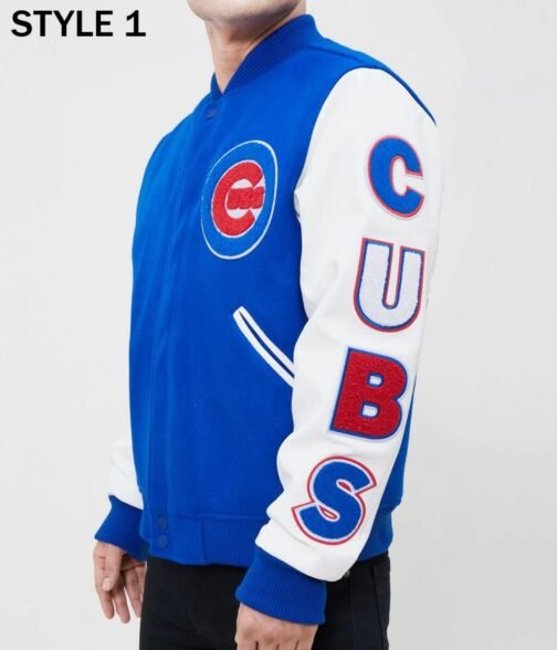 Varsity Chicago Cubs White and Royal Blue Jacket - Image 9