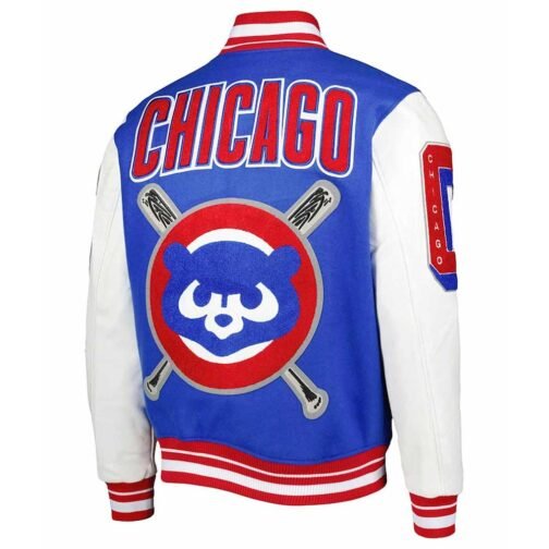 Varsity Chicago Cubs Mash Up White and Royal Blue Jacket - Image 2