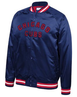 Navy Chicago Cubs Full-Snap Satin Jacket