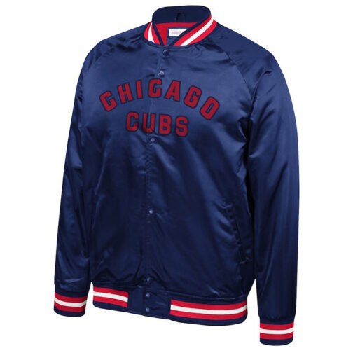 Navy Chicago Cubs Full-Snap Satin Jacket
