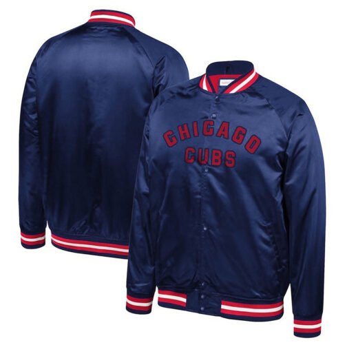 Navy Chicago Cubs Full-Snap Satin Jacket - Image 3