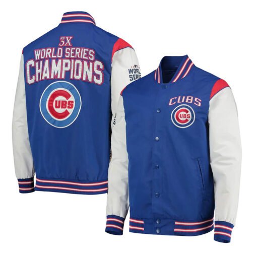 Chicago Cubs Commemorative Gray and Royal Blue Jacket - Image 3