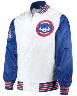 Varsity Chicago Cubs Satin Royal Blue and White Jacket